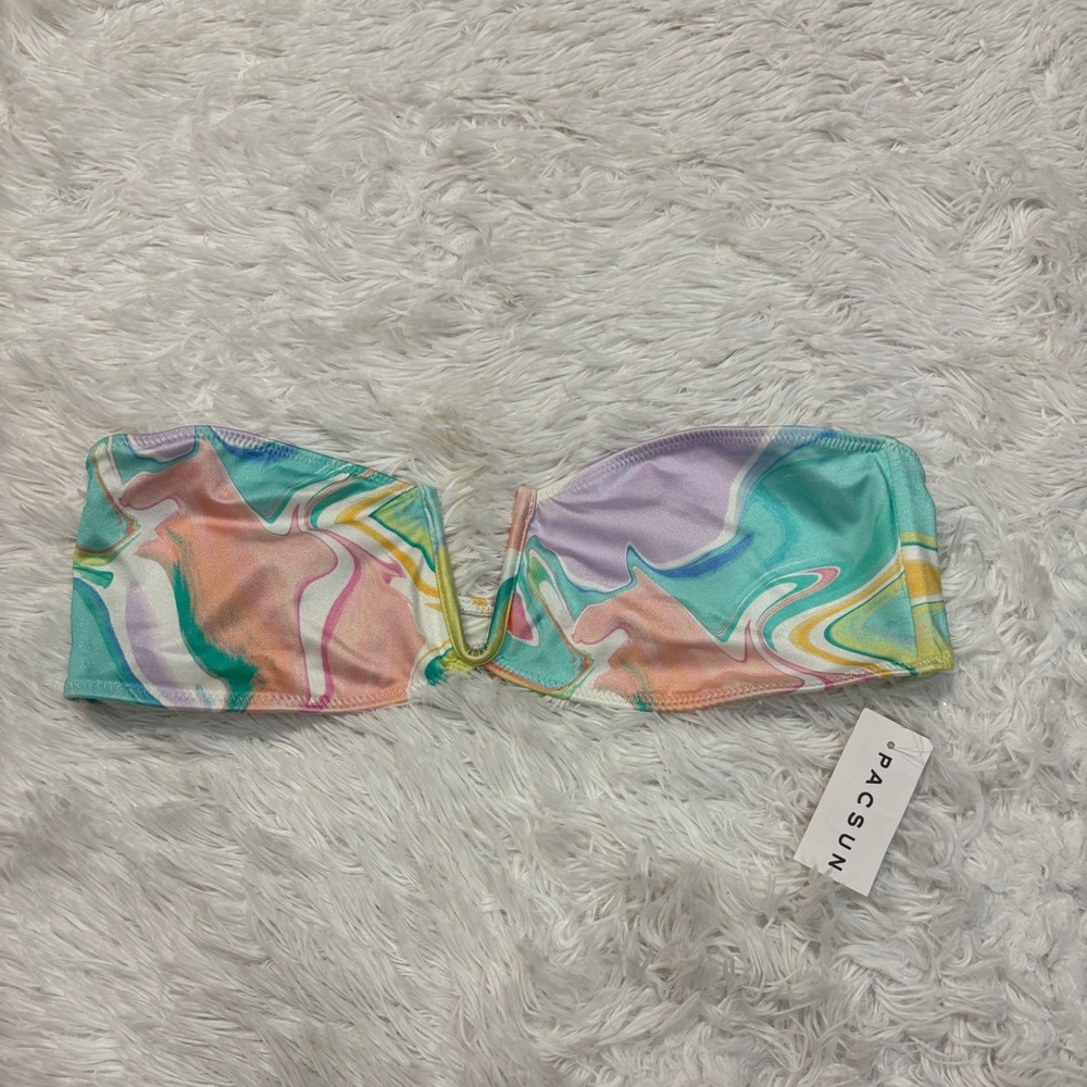 Pacsun L.A. Hearts Marble Multi Color Strapless Bikini Top - Picture 1 of 4